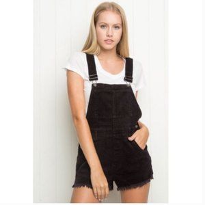 Brandy Melville Black Corduroy Shorts Overalls